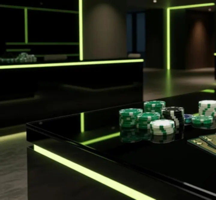 Neonowe limonkowe dekoracje w klimacie casino-style