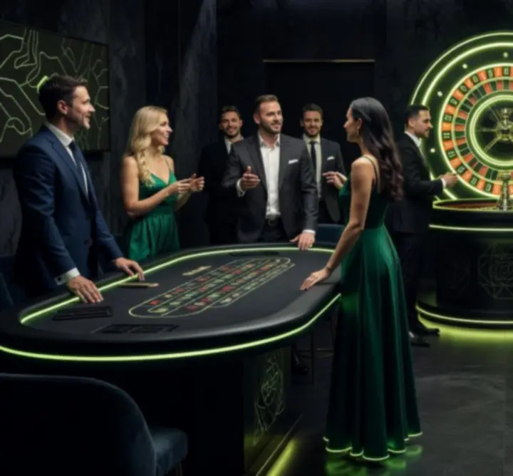 Tematyczne wydarzenie w klimacie casino-style z neonową oprawą